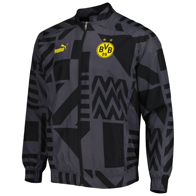 Veste d'entraînement entièrement zippée à raglan Borussia Dortmund Puma pour homme, noir