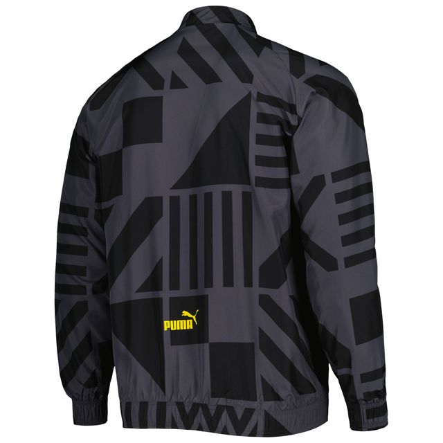 Veste d'entraînement entièrement zippée à raglan Borussia Dortmund Puma pour homme, noir