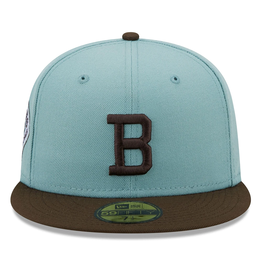 Men's New Era Light Blue/Brown Boston Braves Cooperstown Collection 1914 World Series Beach Kiss 59FIFTY Fitted Hat