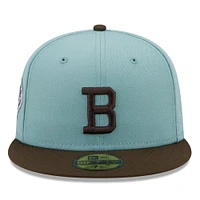 Men's New Era Light Blue/Brown Boston Braves Cooperstown Collection 1914 World Series Beach Kiss 59FIFTY Fitted Hat