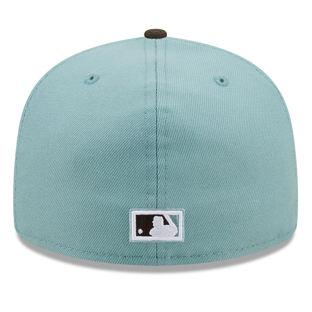 Men's New Era Light Blue/Brown Boston Braves Cooperstown Collection 1914 World Series Beach Kiss 59FIFTY Fitted Hat