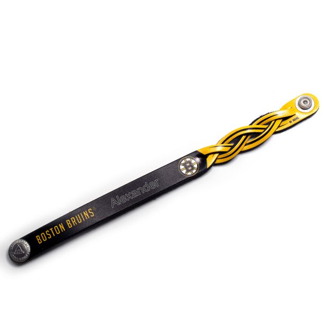 Bracelet tressé en cuir noir des Bruins de Boston
