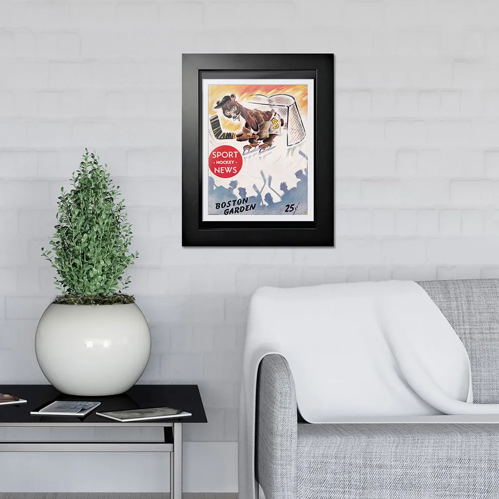 Boston Bruins Sport News Boston Garden Bear Goalie - 12'' x 16'' Framed Program Cover