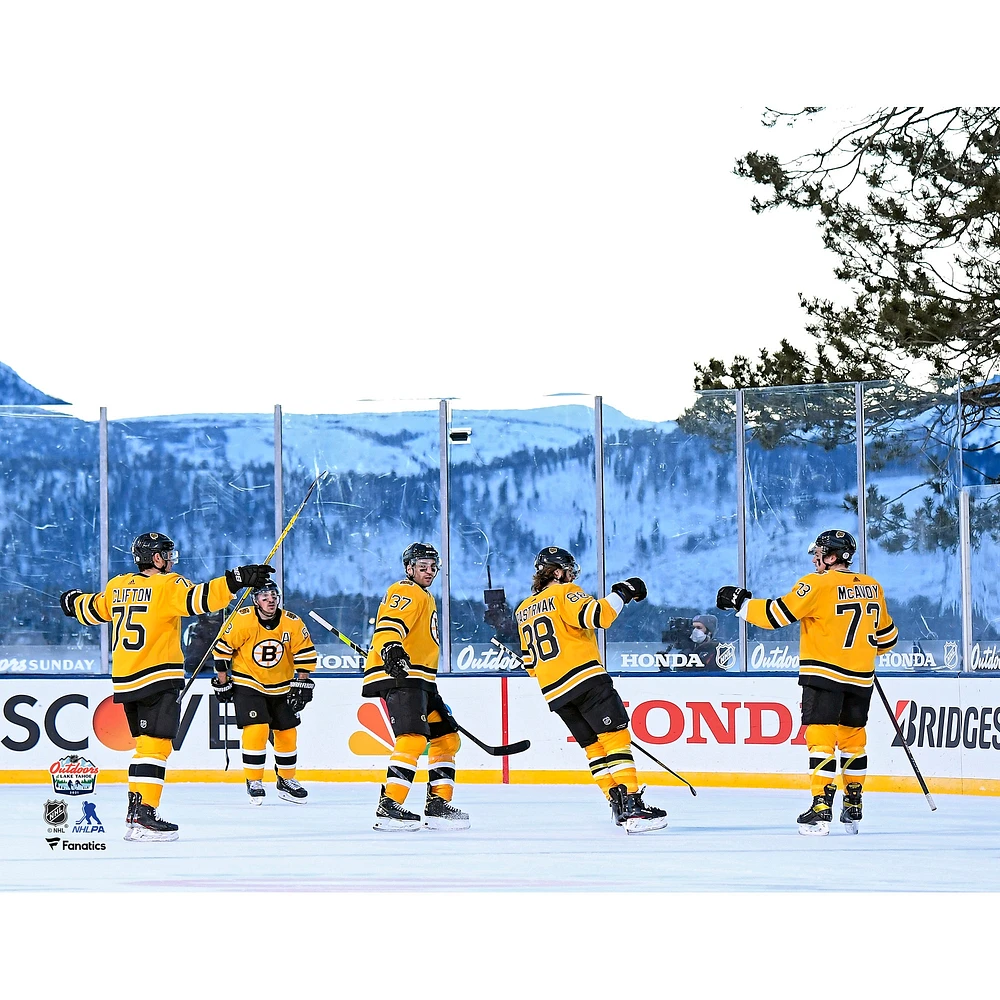 Boston Bruins Unsigned 2021 Outdoors at Lake Tahoe Goal Celebration Photograph