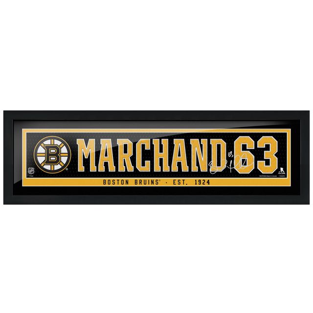 Brad Marchand Boston Bruins 6'' x 22'' Réplique Encadrée Autographe Nom du Joueur - Barre