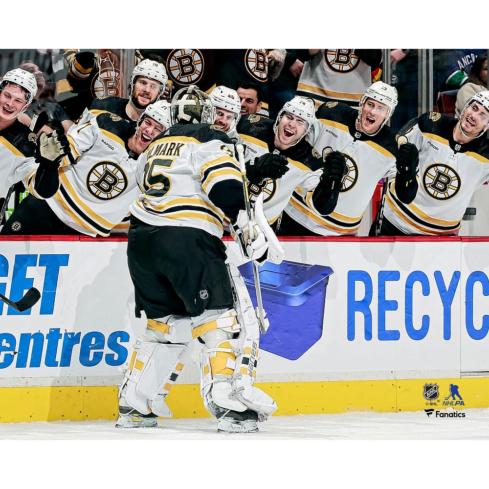 Linus Ullmark Boston Bruins Unsigned 1st NHL Goal Celebration Photograph