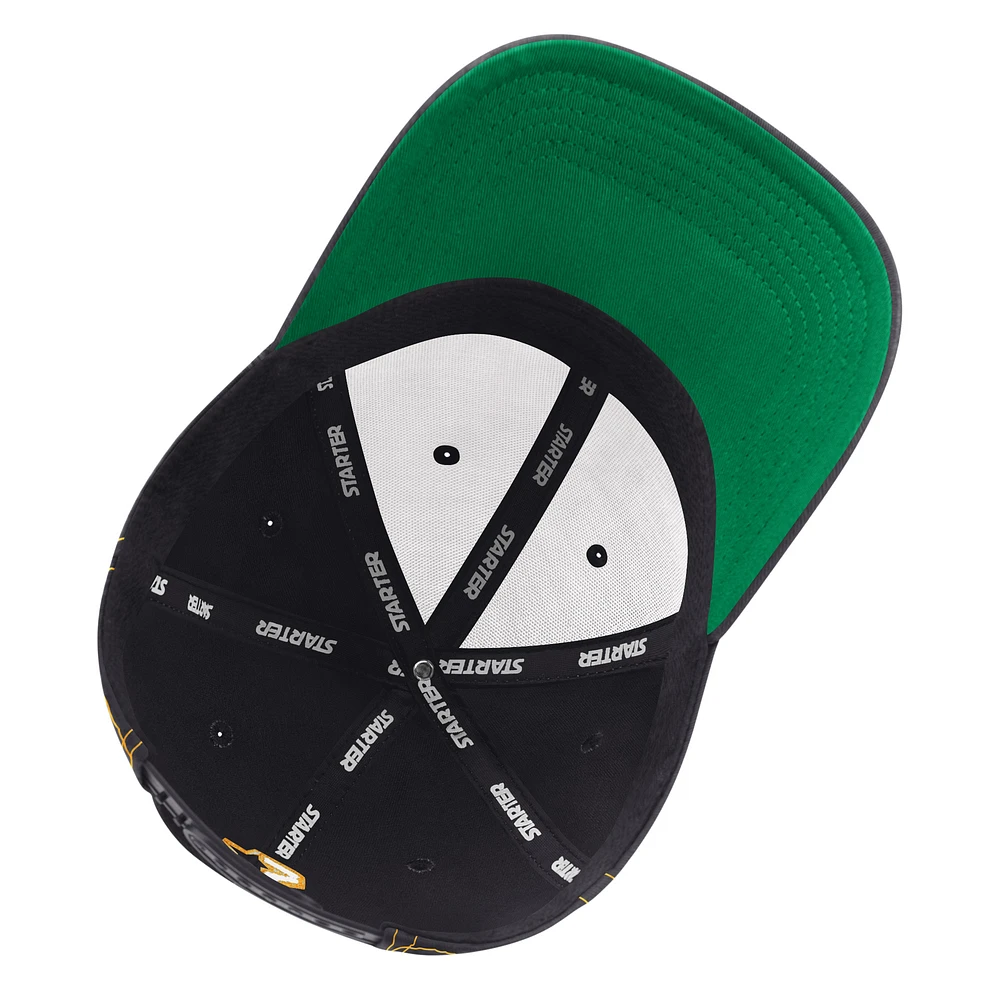 Men's Starter  Black Boston Bruins Sphere II Curved Starfit Adjustable Hat
