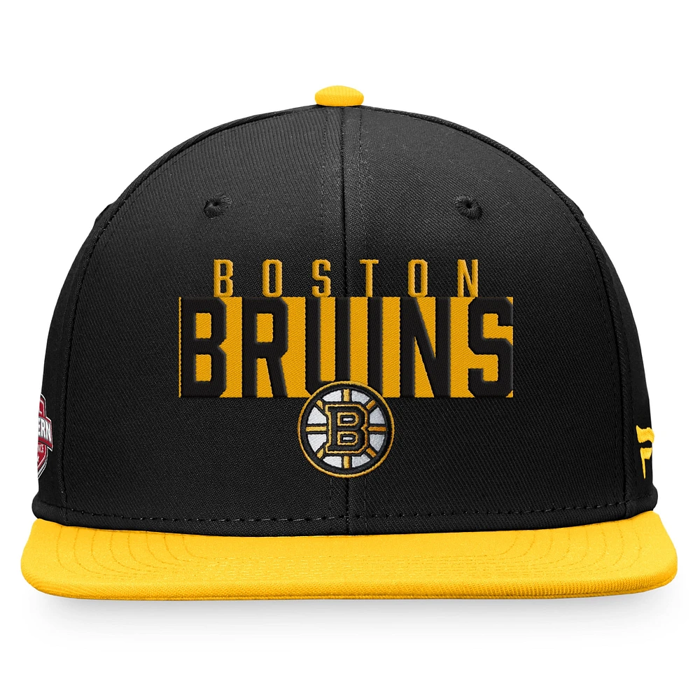 Men's Fanatics Black/Gold Boston Bruins Fundamental Colorblocked Snapback Hat