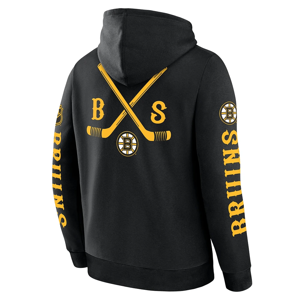 Men's Fanatics Black Boston Bruins Big City Legacy Fleece Pullover Hoodie
