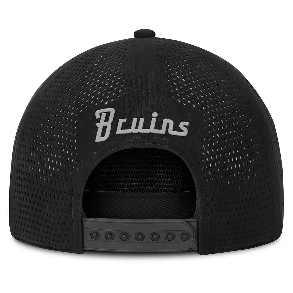 Men's Fanatics Black Boston Bruins Front Office Performance A-Frame Adjustable Hat