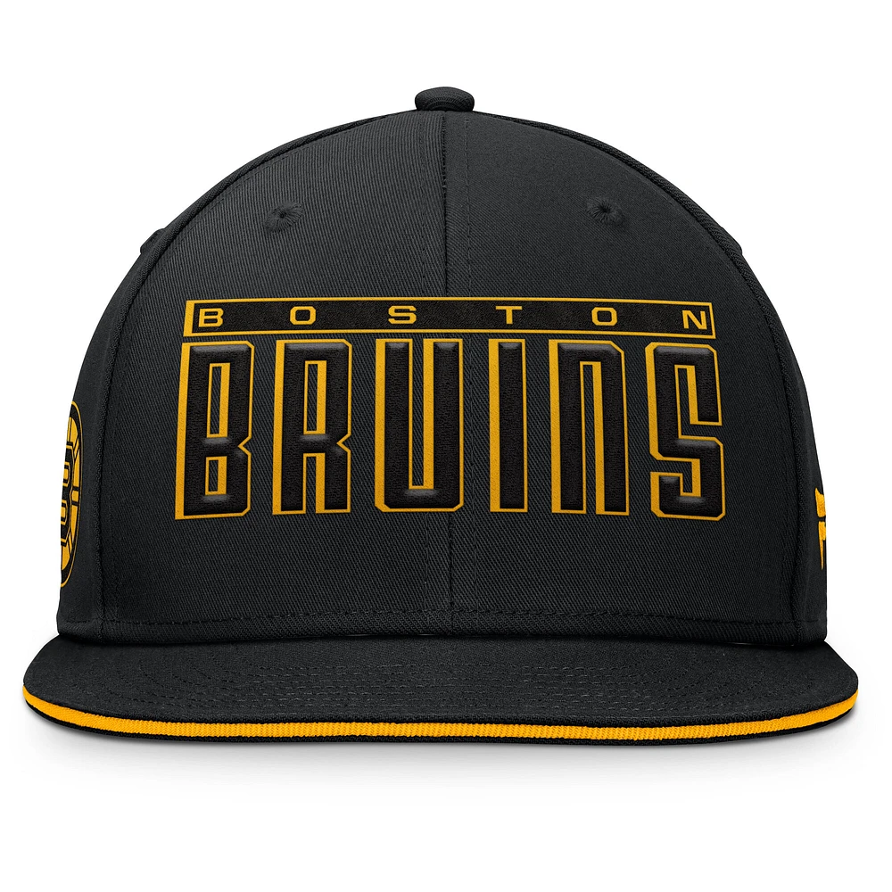Men's Fanatics Black Boston Bruins Fundamental Gino Stack Snapback Hat