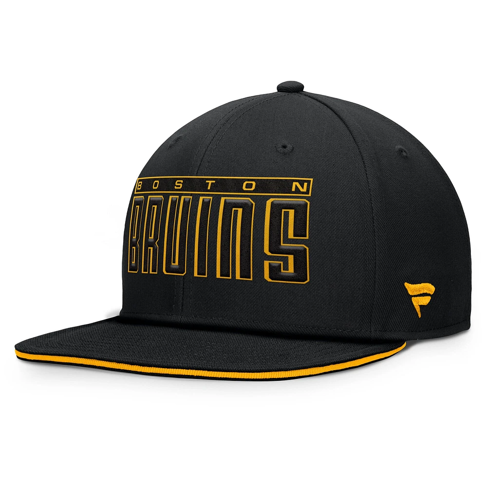 Men's Fanatics Black Boston Bruins Fundamental Gino Stack Snapback Hat