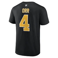 Men's Fanatics Bobby Orr Black Boston Bruins Centennial Authentic Stack Retired Player Name & Number T-Shirt