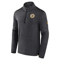 Men's Fanatics  Charcoal Boston Bruins Authentic Pro Quarter-Zip Pullover Top