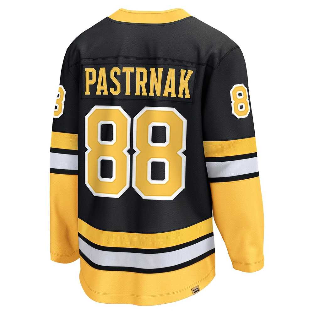 Men's Fanatics David Pastrnak Black Boston Bruins 100th Anniversary Premier Breakaway Player Jersey