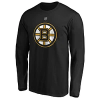 Men's Fanatics David Pastrnak Black Boston Bruins Authentic Stack Name & Number Long Sleeve T-Shirt