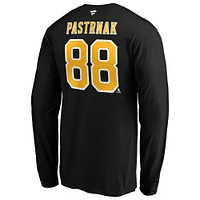 Men's Fanatics David Pastrnak Black Boston Bruins Authentic Stack Name & Number Long Sleeve T-Shirt