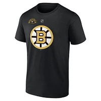 Men's Fanatics David Pastrnak Black Boston Bruins Authentic Stack Name & Number T-Shirt