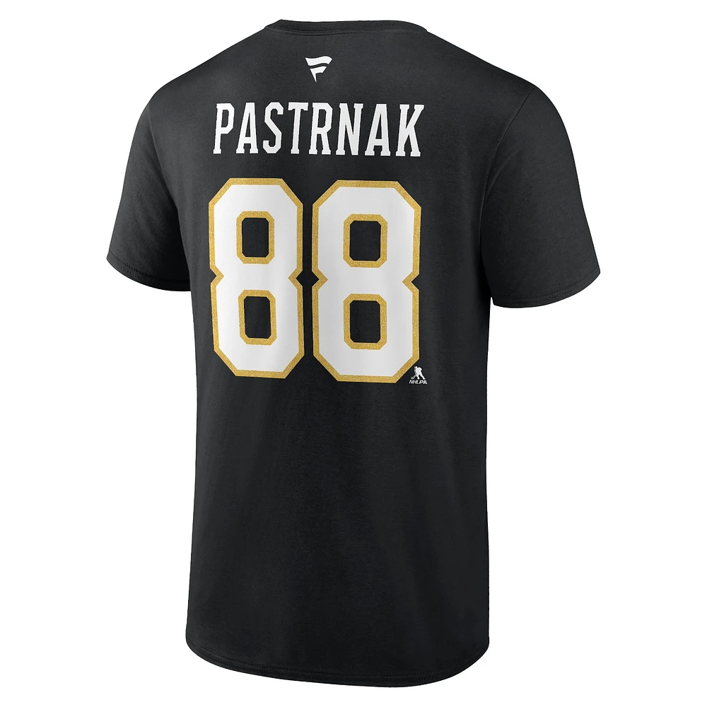 Men's Fanatics David Pastrnak Black Boston Bruins Authentic Stack Name & Number T-Shirt