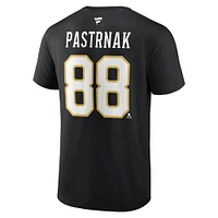 Men's Fanatics David Pastrnak Black Boston Bruins Authentic Stack Name & Number T-Shirt
