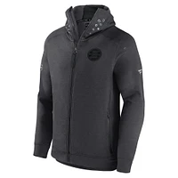 Veste à capuche entièrement zippée Fanatics Heather Charcoal Boston Bruins Authentic Pro Road Tech pour hommes