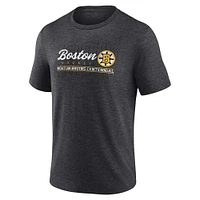 T-shirt tri-mélange de hockey du centenaire des Bruins Boston Fanatics Heather Charcoal pour hommes