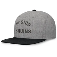 Men's Fanatics Heather Gray Boston Bruins Elements Flat Brim Leather Strapback Hat