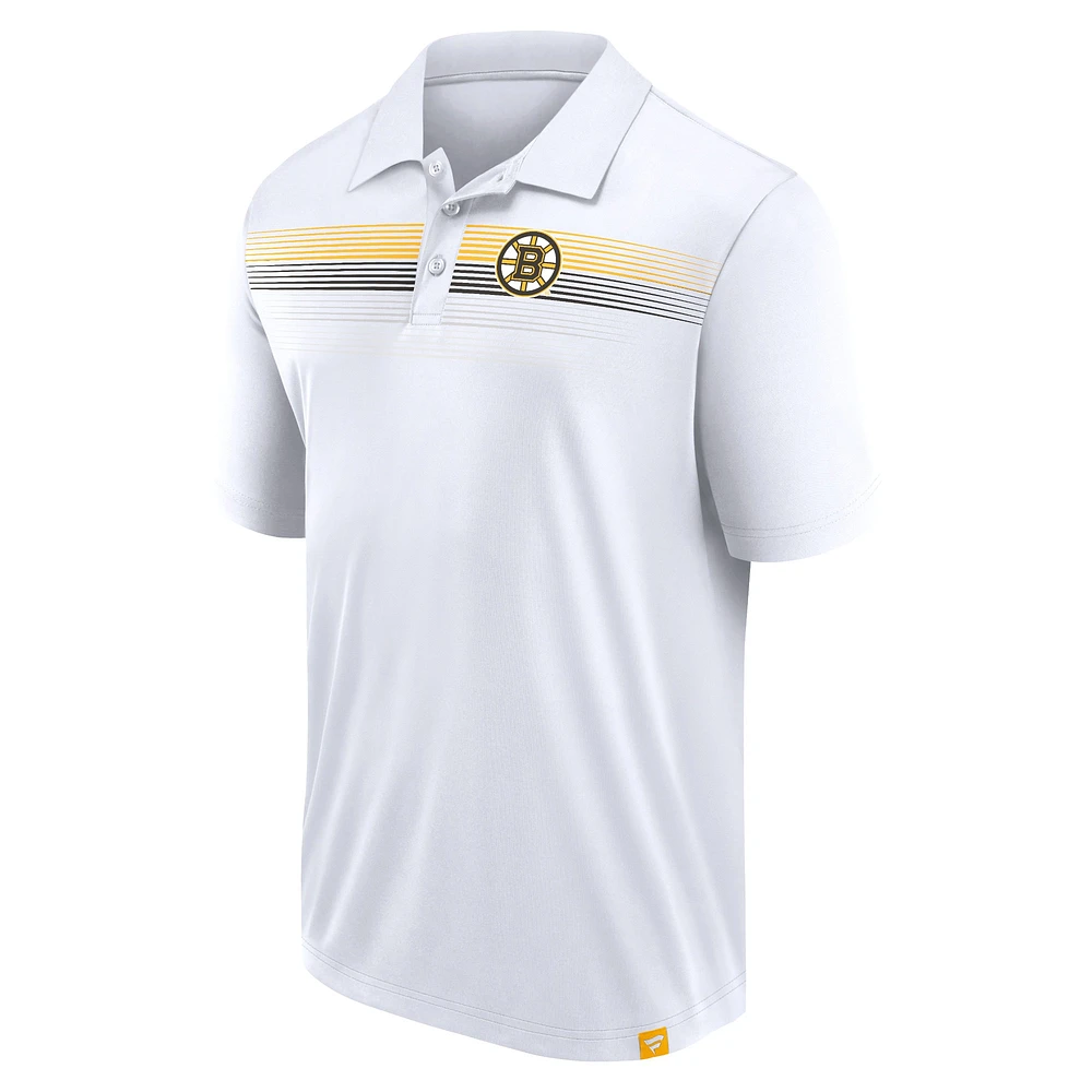 Men's Fanatics White Boston Bruins Victory For Us Interlock Polo