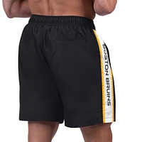 Men's G-III Sports by Carl Banks Black Boston Bruins Streamline Volley Swim Trunks