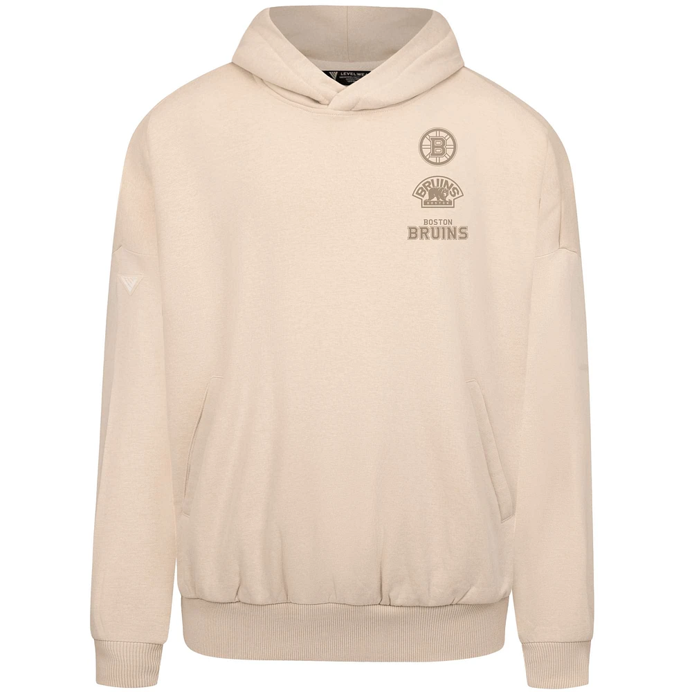 Men's Levelwear Cream Boston Bruins Contact Stamp Pullover Hoodie