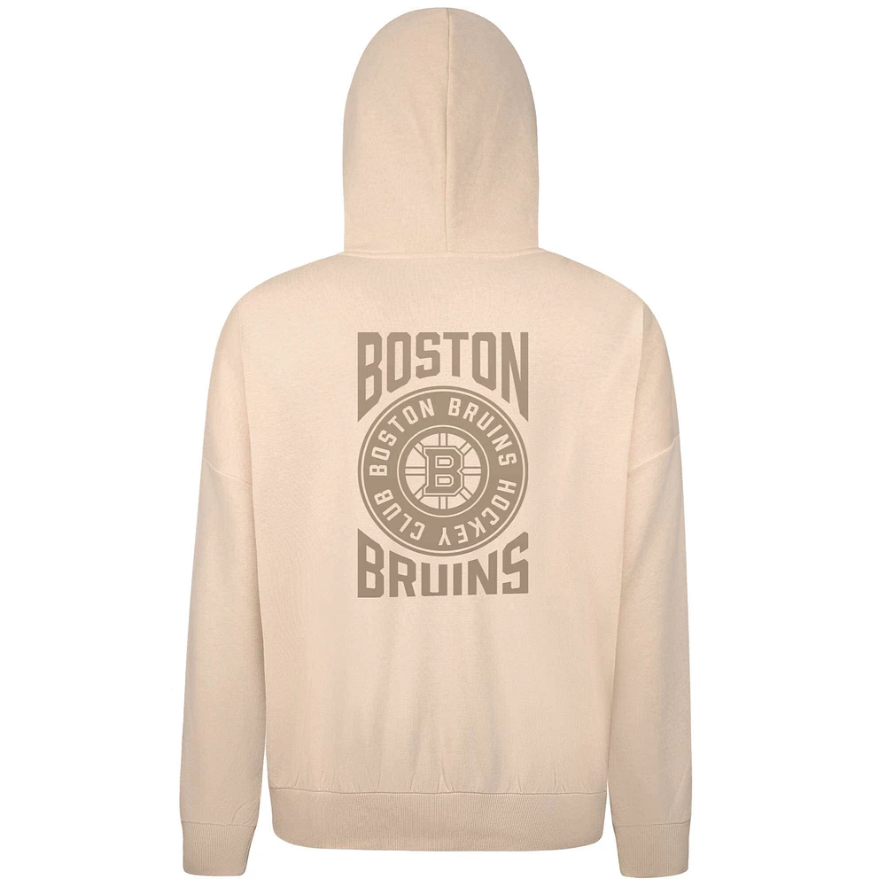 Men's Levelwear Cream Boston Bruins Contact Stamp Pullover Hoodie