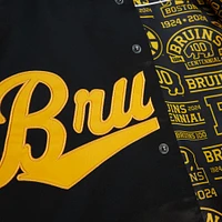 Men's Mitchell & Ness Black Boston Bruins 100th Anniversary Satin Raglan Full-Snap Jacket