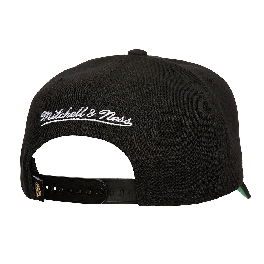Men's Mitchell & Ness Black Boston Bruins Soul Strike Neon Logo Pro Crown Adjustable Hat
