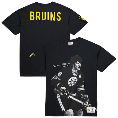 Men's Mitchell & Ness Bobby Orr Black Boston Bruins NHL Ultimate Player Vintage Logo T-Shirt
