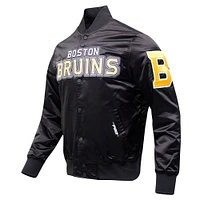 Men's Pro Standard Black Boston Bruins Classic Satin Full-Snap Jacket