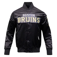Men's Pro Standard Black Boston Bruins Classic Satin Full-Snap Jacket