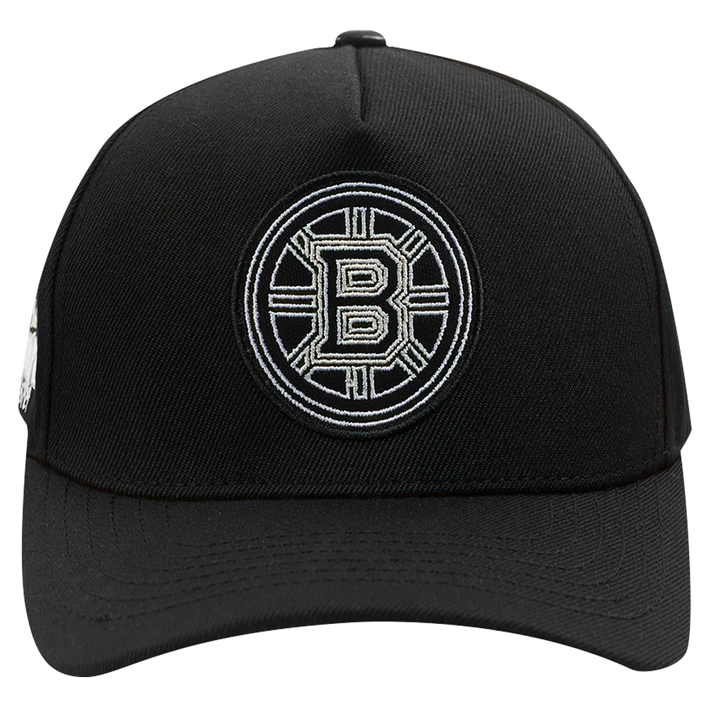 Men's Pro Standard Black Boston Bruins Paint the City Pinch Front Snapback Hat