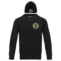 Men's Pro Standard Black Boston Bruins Pullover Sweater & Cuffed Knit Hat Box Gift Set
