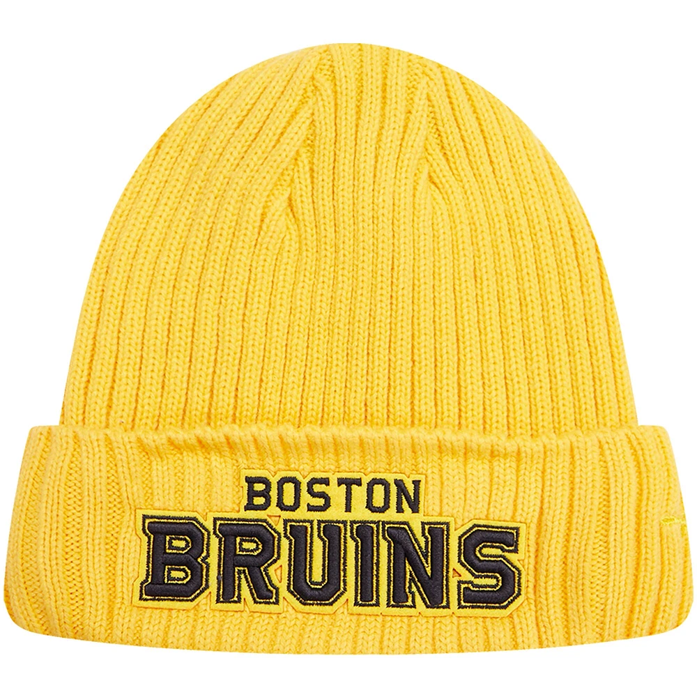 Bonnet en tricot à revers classique Pro Standard Gold des Bruins de Boston pour hommes