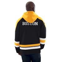 Men's Starter Black/Gold Boston Bruins Hockey Pullover Hoodie
