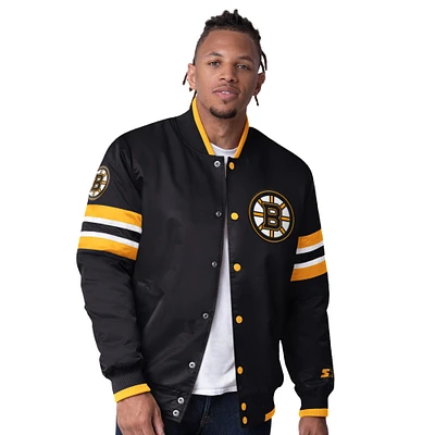 Veste universitaire à boutons-pression Boston Bruins Scout I Starter noire pour homme