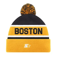 Men's Starter Gold Boston Bruins Cuffed Knit Hat with Pom
