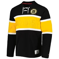 Men's Tommy Hilfiger Black Boston Bruins Walter Lace-Up Long Sleeve Top