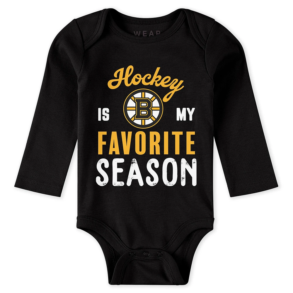 Ensemble 3 pièces Body et pantalon Turn Me Around des Boston Bruins par Erin Andrews pour nouveau-nés nourrissons