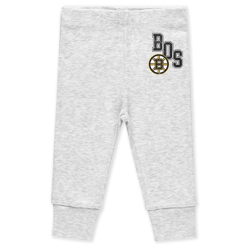 Ensemble 3 pièces Body et pantalon Turn Me Around des Boston Bruins par Erin Andrews pour nouveau-nés nourrissons
