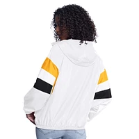 Women's G-III Sports by Carl Banks  White Boston Bruins Game News Oversized Full-Zip Hoodie Jacket