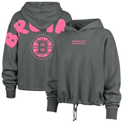 Sweat à capuche court Bright Side Venice '47 gris pour femme des Bruins de Boston