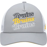 Women's adidas Gray/White Boston Bruins Foam Trucker Snapback Hat
