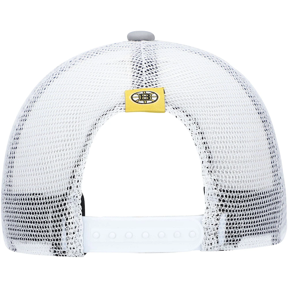 Women's adidas Gray/White Boston Bruins Foam Trucker Snapback Hat