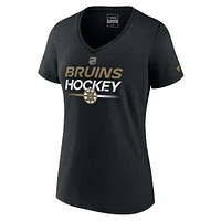 Women's  Black Boston Bruins Authentic Pro V-Neck T-Shirt